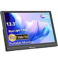 Portable Monitor 13.3 Inch Travel Monitor for Laptop, Ultra-Slim 1366x768 HD External Monitor with Dual HDMI Port, for Laptop/Raspberry Pi /PS3/PS4 Xbox, Second Monitor Built-in Speaker
