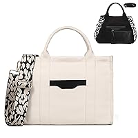 Tote Bag for Women Canvas Zip Top Handle Women's Handbag Multi Pockets Travel Crossbody Shoulder Bag