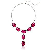 1928 Jewelry Jeweltones Silver-Tone Purple Oval Faceted Drop Y-Shaped Necklace For Women 15