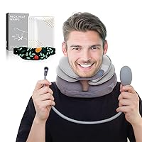 Cervical Neck Traction Device with Heated Patches,Adjustable Neck Brace with Removable Air Pump, Neck Traction Device for Use at Home or on Trips,Relief of Neck Cervical Spine Pressure