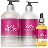 Hairfinity Botanical Oil, Shampoo and Conditioner - Biotin Growth Treatment for Dry Damaged Hair and Scalp for Dry, Curly or Frizzy Hair