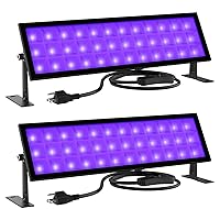 2 Pack 72W Black Light Bar, LED Blacklight with Plug and Switch, Black Light Flood Light, IP66 Waterproof for Glow Party, Bedroom, Halloween, Fluorescent Poster, Stage Lighting