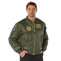 Rothco Flight Jacket with Patches: Stay Warm, Dry, and Stylish in Iconic MA-1 Aviator Bomber Jacket
