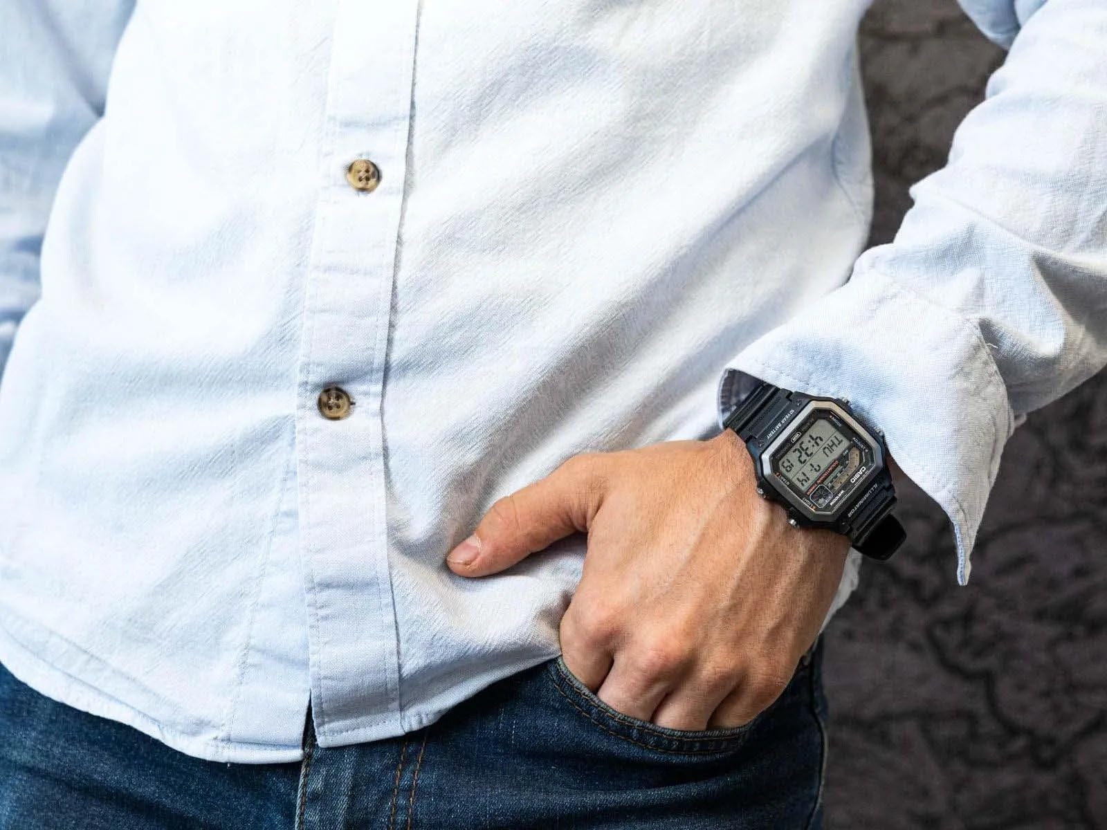 Casio Men's Analogue Digital Quartz Watch with Plastic Strap, Multicolored, Modern