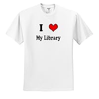 3dRose EvaDane - Funny Quotes - I Love My Library - Adult T-Shirt Large (ts_159638_3) White