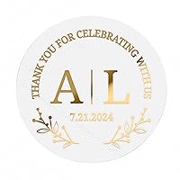 Custom Clear Wedding Favor Stickers Personalized Thank You Labels for Wedding Gifts & Wedding Favors with Gold, Rose Gold Thank you for celebrating with us, Custom Monogram Stickers