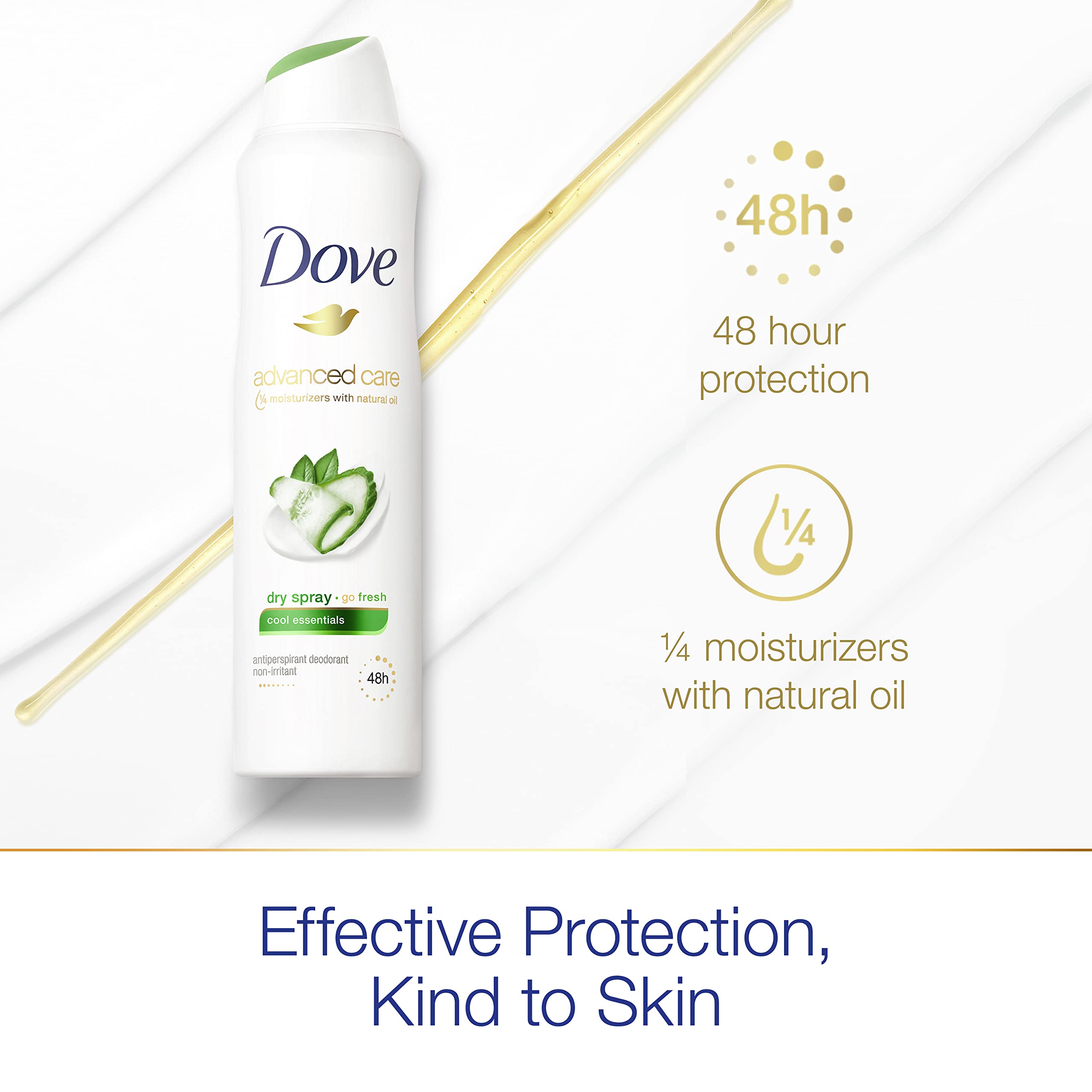 Dove Advanced Care Dry Spray Antiperspirant Deodorant For Women Cool Essentials 48 Hour Deodorant Protection 3.8 oz