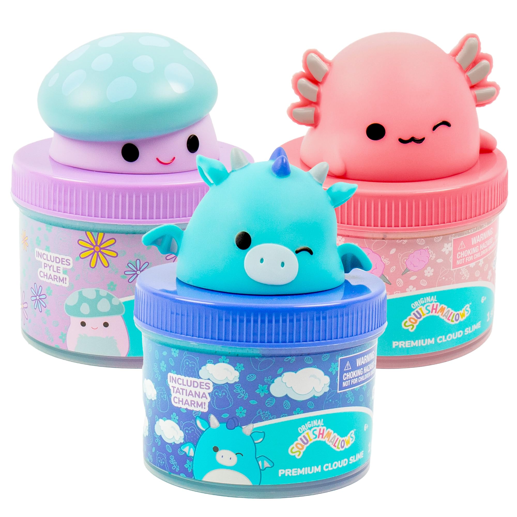 Original Squishmallows Premium Cloud Slime, 3-Pack, 8 oz. Fluffy Slime, Scented Slimes, Fun Slime Add Ins, Pre-Made Slime for Kids, Great 6 Year Old Toys, Super Soft Sludge Toy