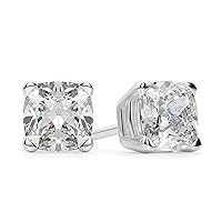 ERAA Jewel Cushion Moissanite Stud, 2.00 CT Cushion Brilliant Cut Wedding Earrings, 925 Silver Stud Earrings, Engagement Bridal Earrings, Perfact for Gift Or As You Want