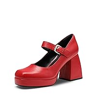 DREAM PAIRS Women's High Chunky Platform Closed Toe Mary Jane Block Heels Square Toe Strappy Dress Wedding Party Pumps Shoes