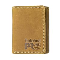 Timberland PRO Meninchs Leather RFID Trifold Wallet with ID Window, Wheat/Pullman, One Size, Brown, Braun