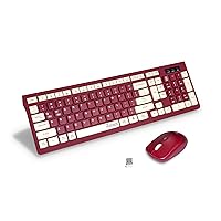 Wireless Keyboard and Mouse Combo, 2.4G Full-Sized Keyboard and Mouse Cordless, 3 DPI Adjustable Mouse, Dual-System Keyboard for Computer/Laptop/Windows/Mac (Wine Red)