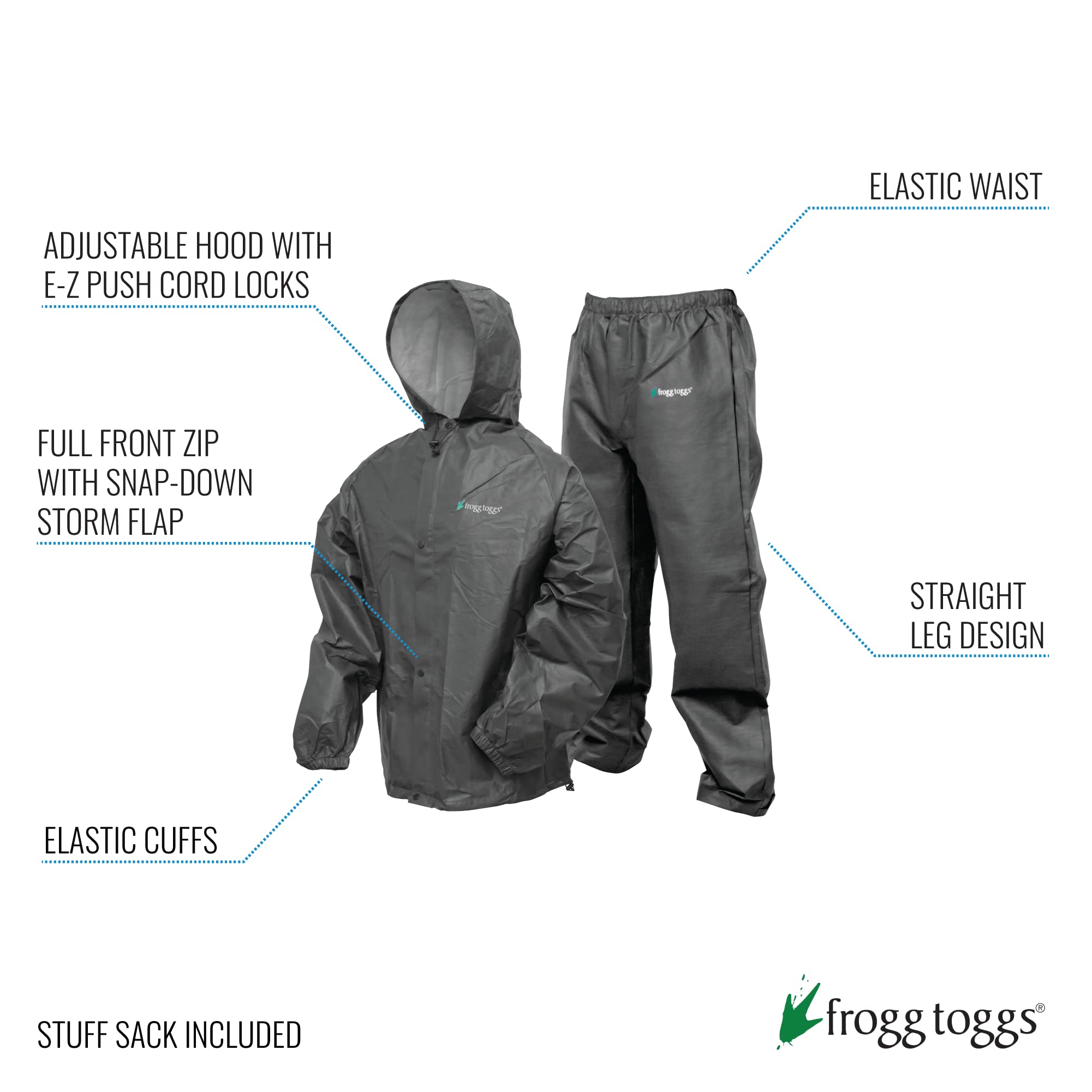 FROGG TOGGS Men's Pro Lite Suit, Waterproof, Breathable, Dependable Wet Weather Protection