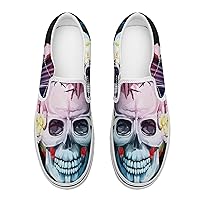 Sugar Skulls Crow Women's Slip on Canvas Loafers Shoes for Women Low Top Sneakers