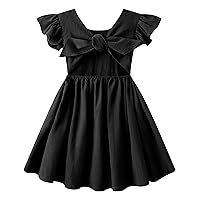 lymanchi Toddler Girls Linen Dress Ruffle Sleeveless Tie Back Halter Kid Baby Casual Dresses
