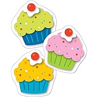 Carson Dellosa 36 Cardstock Colorful Cupcakes Cutouts, Birthday Bulletin Board Decorations, Cupcake Cutouts for Bulletin Boards, Birthday Cupcake Cutouts for Birthdays, Happy Birthday Classroom Décor