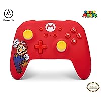 PowerA Wireless Nintendo Switch Controller - Mario Joy, AA Battery Powered (Battery Included), Pro Controller for Switch, Advanced Gaming Buttons, Officially Licensed by Nintendo