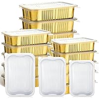 30 Pcs Gold Aluminum Pans 13 x 8.7 Inch 7.2 x 5 Inch 6.3 x 4.4 Inch Foil Pans Cake Pan with Lid Aluminum Food Containers with Lids Disposable Chafing Dish Microwave Safe Cookware for BBQ