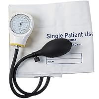 Disposable Arm Blood Pressure Cuff, Manual Sphygmomanometer, Single Use, Large Adult Size, Box of 5, White
