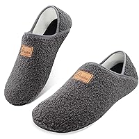 House Slippers for Men Women Cozy Furry Lining Barefoot Slipper Socks Non Slip House Shoes with Rubber Sole for Indoor/Outdoor