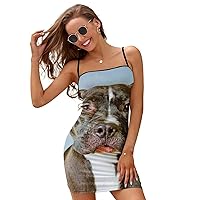 Pit Bull Dog Slim Slip Dress for Women Sexy Mini Dress Backless Sundress Summer Dresses