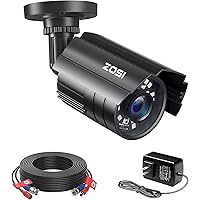 ZOSI 2.0MP 1080P HD Wired Security Camera with 60ft CCTV Cable 12V 2A Power Supply Bundle, 4-in-1 Surveillance add-on Camera Support TVI CVI AHD CVBS CCTV Surveillance DVR System