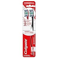 360 Optic White Advanced Whitening Toothbrush, Adult Medium Toothbrush with Whitening Cups, Helps Whiten Teeth and Removes Odor Causing Bacteria, 2 Pack