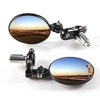 SINGARO Motorcycle Mirror, Motorcycle Universal with 7/8'' Handlebar Stem End Mirror, Rotatable and Adjustable Angle, Motorcycle Exterior Accessories – Round