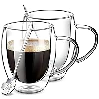 Yuncang [4-Pack,12 Oz] Glass Coffee Mugs 350 ml,Double Wall