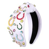 boderier Kentucky Derby Headband for Women Derby Horseshoe Headband Jeweled Crystal Knotted Headband Race Day Headband Horse Racing Fan Headwear Accessories Horseshoe