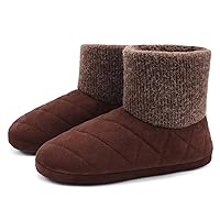 GPOS Knit Rock Wool Warm Men Indoor Pull on Cozy Memory Foam Slipper Boots Soft Rubber Sole