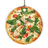 Pizza Food Ornaments Tomatoes Salami and Olives Pizza Ceramics Ornaments Christmas Tree Hanging Decorations Pizza with Chicken Keepsake 3