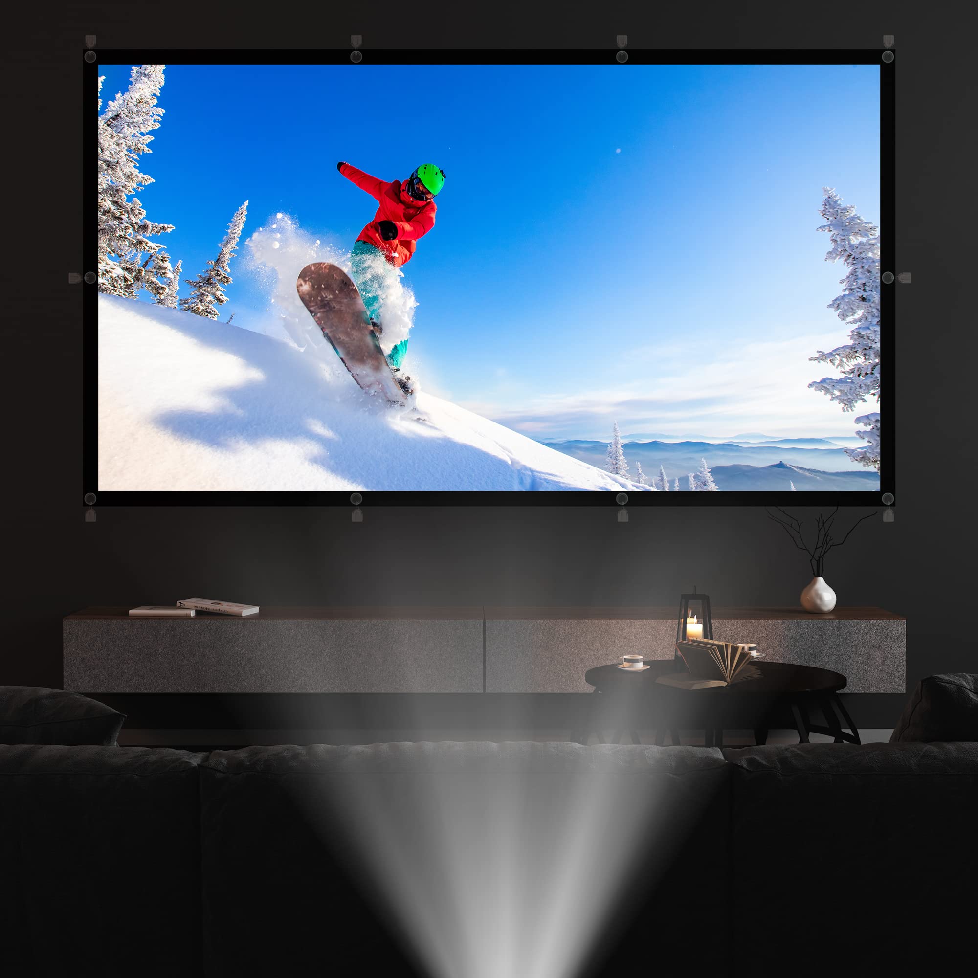 Ultimaxx 120 Inch White Foldable Portable Projector Screen Used Outdoor Indoor for Movies ,Theater Backyard Cinema Party & Office Travel,Projector Screen