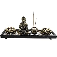 Feng Shui Tabletop Zen Garden Buddha Rock Rake Sand Candle Incense Burner Home Decor Gift (KT00034)