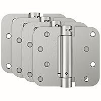 Self Closing Door Hinge, Spring Hinge, 4 Inch, Adjustable Tension for Garage, Front Door, Back Door, UL Listed, for Left and Right Hand Door, 5/8'' Radius Corners, Brushed Nickel, 4 Pack