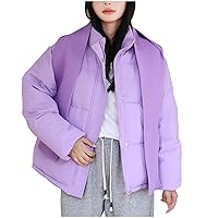 Womens Winter Coats Fashion Teen Girls Puffer Jackets Baggy Lightweight Quilted Jackets Thicken Down Coats with Shawl