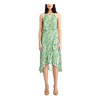 kensie Womens Floral Layered Midi Dress, Green, 10