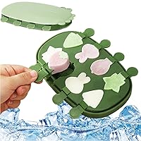 Popsicle Molds with Sticks, 8 Cavity Silicone Popsicle Molds, Ice Pop Mold, Cute Cartoon Animal Flower Design Reusable DIY Baby Popsicle Molds, BPA Easy Release