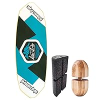 Wakesurf Baseline Pro Balance Board Trainer with Foam Teeter and Wooden Roller - Full 360 Degrees - Improve Wakeboarding Skills - On/Off Season Conditioning