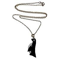 Satin Crystals Black Onyx Howlite Necklace Friendly Penguin Gol