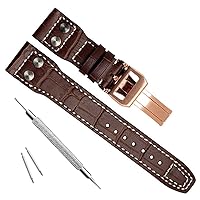 OliBoPo 22mm Genuine Leather Watch Strap Band fit for IWC PILOT'S Watchs