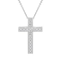 1/4 ct. T.W. Lab Grown Diamond (SI1-SI2 Clarity, F-G Color) and Sterling Silver Traditional Cross Pendant with an 18 Inch Spring Ring Clasp Cable Chain