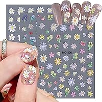 5D Embossed Flower Nail Art Stickers Decals Self Adhesive Nail Stickers Spring Daisy Blossom Floral Oil Painting Effect Nail Art Design Stickers Flowers Manicure Decorations for Women Girls, 3Sheets