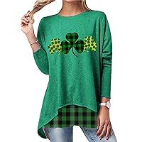 GRASWE Women's Round Neck Casual Long Sleeve Sweatshirt Solid Color Loose Fit Shirt