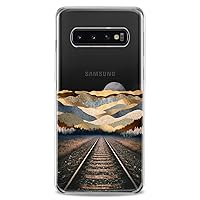 Case Compatible with Samsung S23 S22 Plus S21 FE Ultra S20+ S10 Note 20 5G S10e S9 Railway Road Clear Cute Slim fit Beautiful Sunrice Flexible Cool Silicone Mountains Landscape Design Print