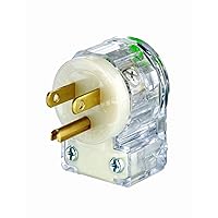 Leviton 8215-CAT 15 Amp, 125 Volt, Hospital Grade, Angle Plug, Straight Blade, Grounding, Transparent