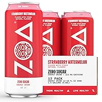 ZOA Zero Sugar Energy Drinks, Strawberry Watermelon - Sugar Free with Electrolytes, Healthy Vitamin C, Amino Acids, Essential B-Vitamins, and Caffeine from Green Tea - 16 Fl Oz (12-Pack)