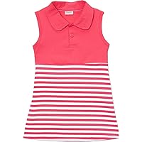 Girl's Hot Pink & White Stripe Shirt Dress