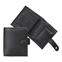 Mens Genuine Leather RFID Blocking Purse with 1 ID Window Pockets and Coin Pouch 360 (Black)