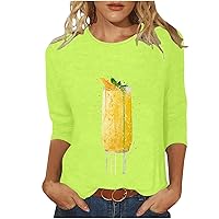 Women's Casual Tops 3/4 Sleeved Fall T Shirts Loose Fitted Graphic Tees Elbow Sleeve Blouse Trendy Sweatshirts